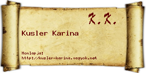 Kusler Karina névjegykártya